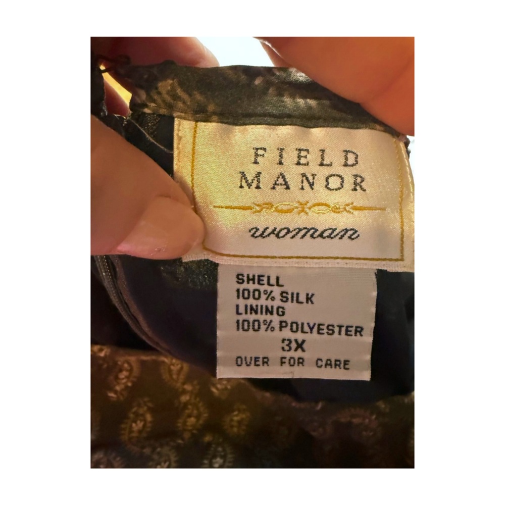 Field Manor Woman 3X Paisley Silk Skirt Olive Green Lined - Picture 9 of 11